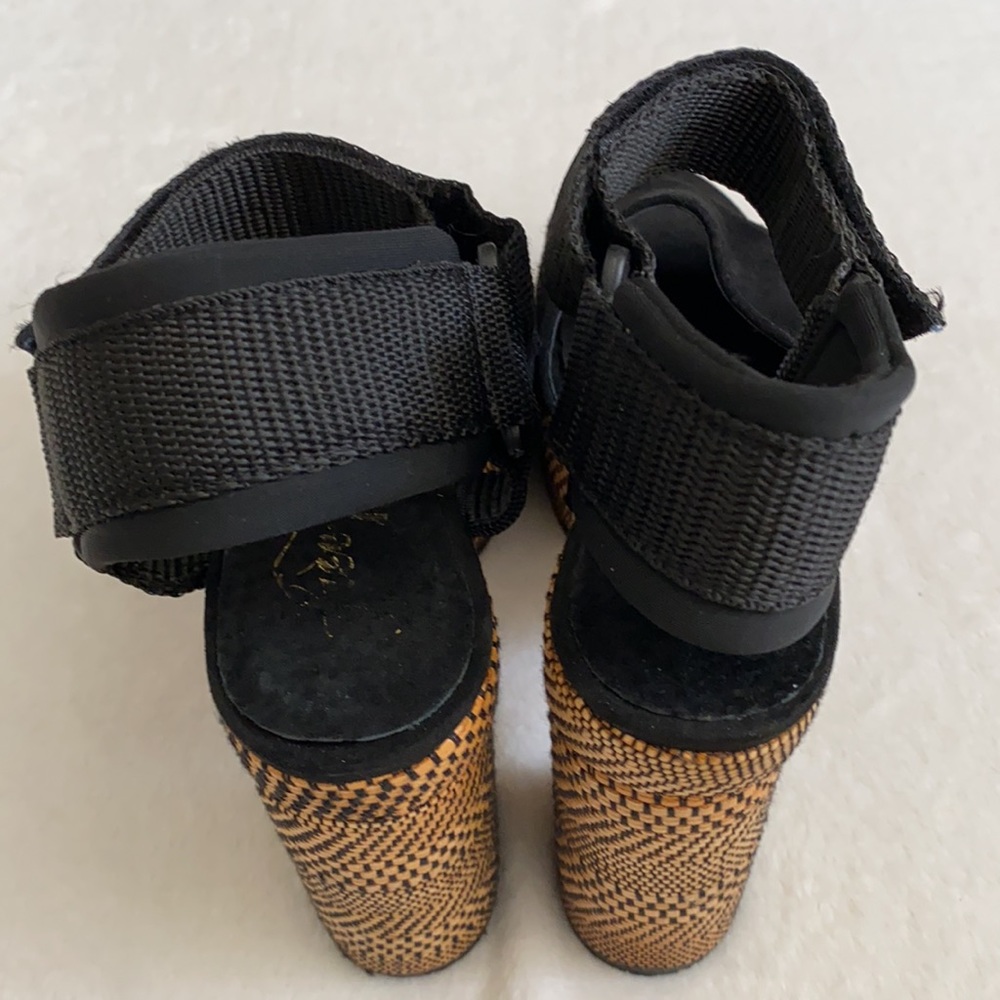 {FP} Free People | Sport Society Suede Sandal Strap Woven Block Heel Platform 9 - Picture 8 of 16